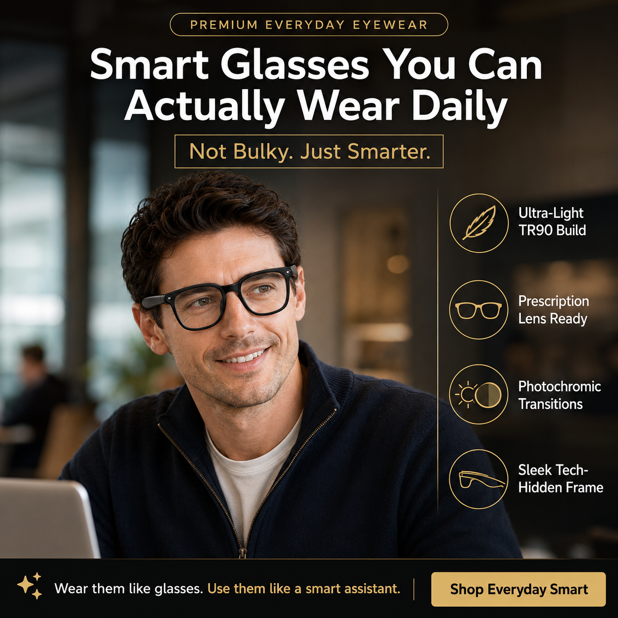 AI Smart Glasses with Camera, 8MP Camera Glasses, 4K Video Recording