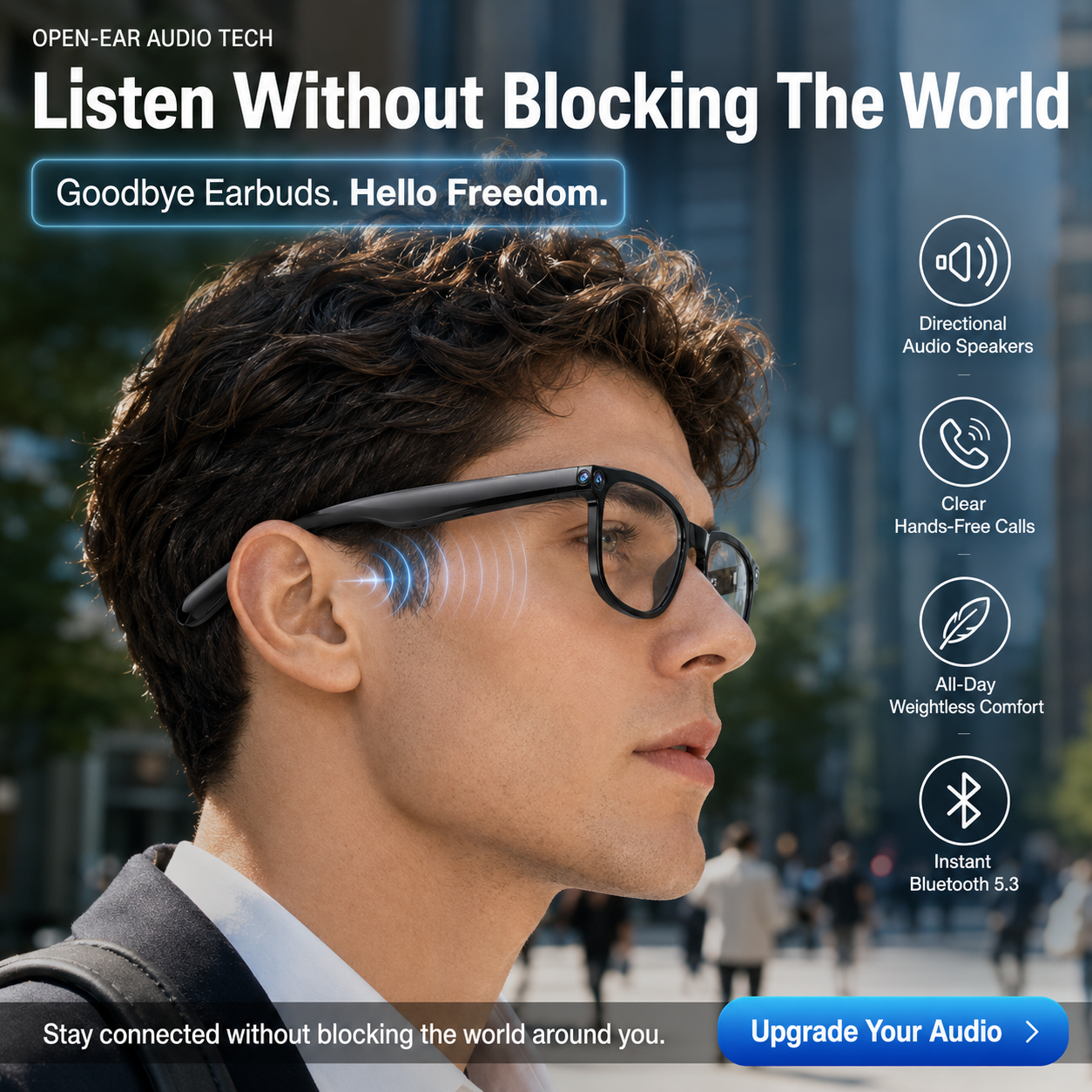 AI Smart Glasses with Camera, 8MP Camera Glasses, 4K Video Recording