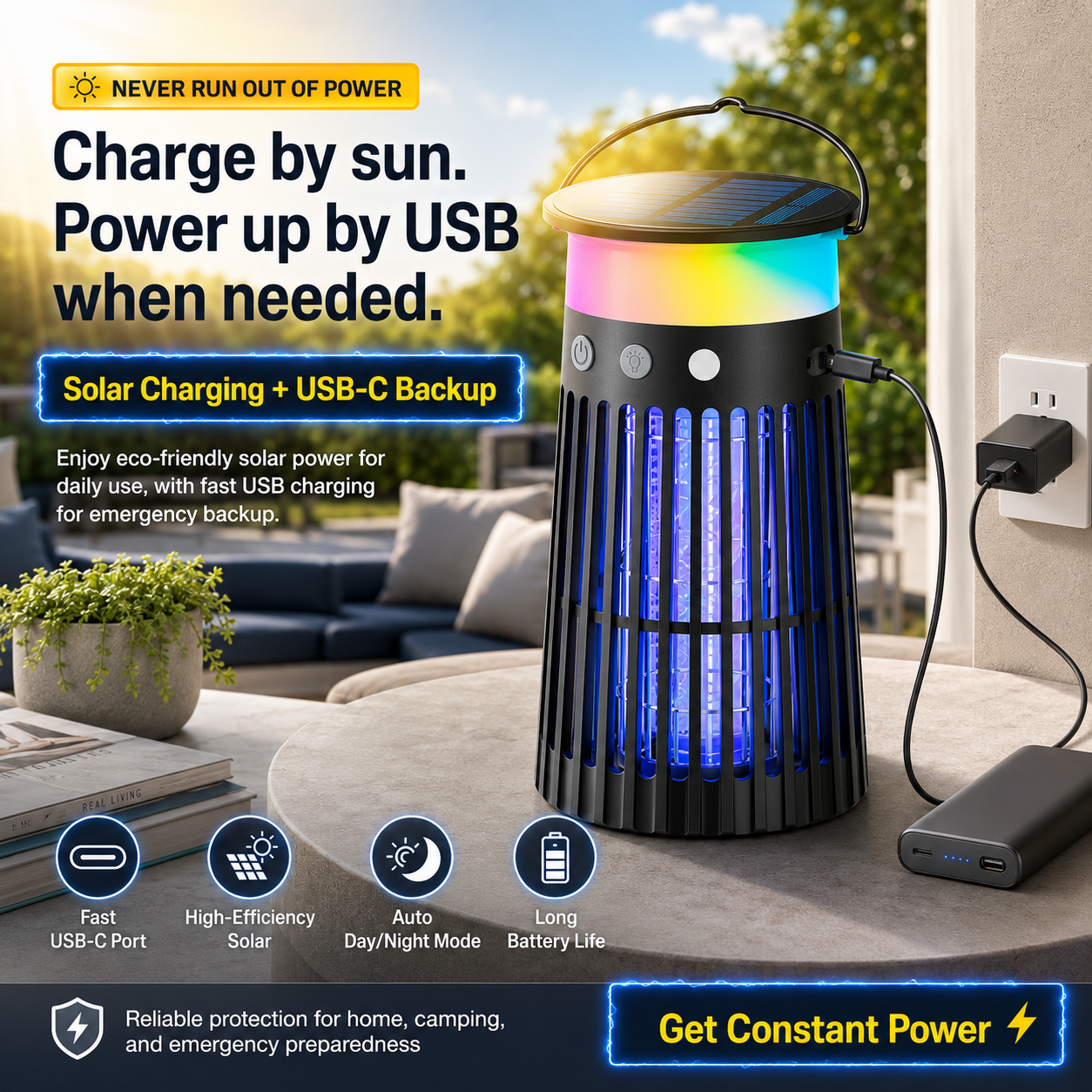 The Lumiere Solar Bug Zapper Light